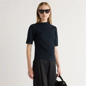 Modern Citizen Pauline Ribbed Asymmetrical Short sleeve top in black size small